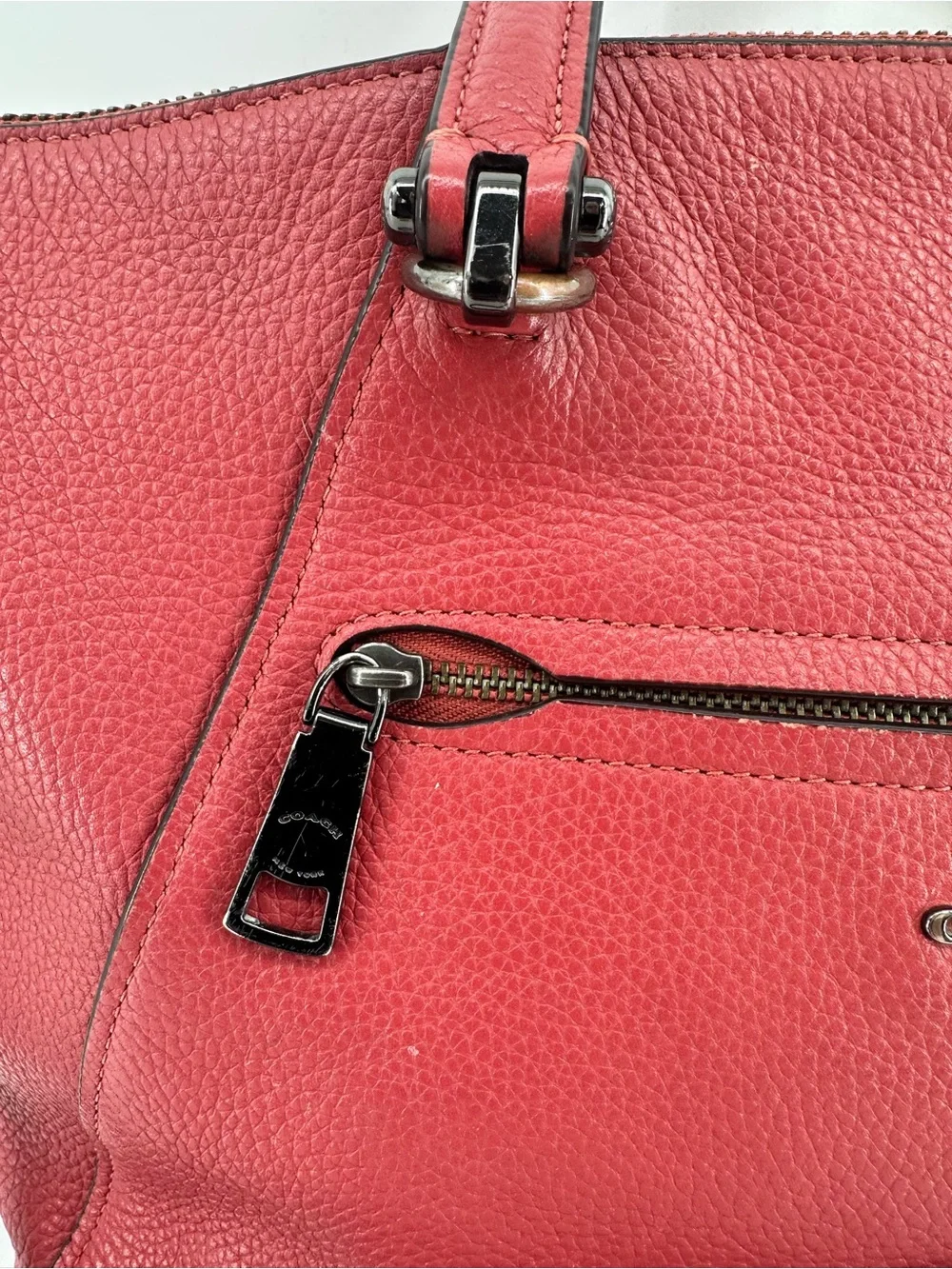 Coach Red Pebbled Leather Prairie Satchel with Crossbody Strap